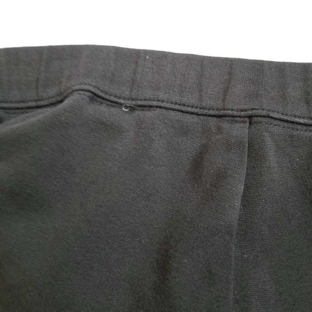 DKNY Jeans Black Pull On Pants 2X Faux Leather Trim Stretch Cotton Blend
